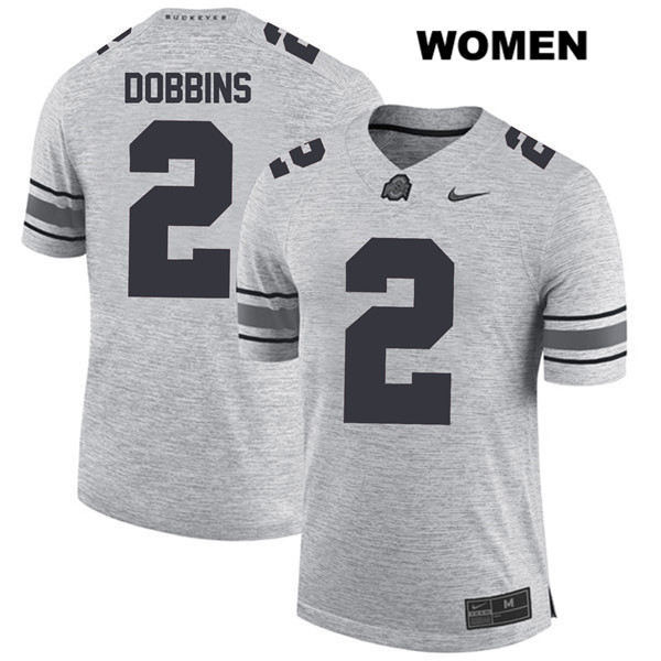 Ohio State Buckeyes Women's J.K. Dobbins #2 Gray Authentic Nike College NCAA Stitched Football Jersey MO19X04DB